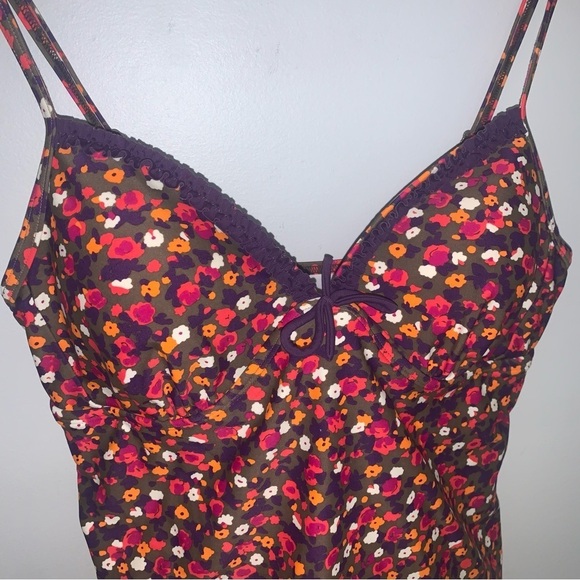 Boden Tankini Top Women’s Size 8 US Brown Multi Floral Swimwear Padded Shelf Bra - Picture 4 of 7